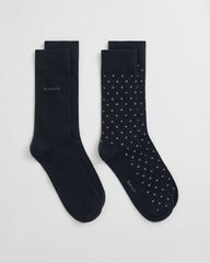 2-Pack Dot & Solid Socks in Navy