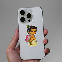 Baby Krishna With Lotus Glitter Sticker - Glitter Stickers | STICK IT UP