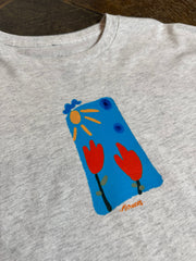 Blue Flowers - Light Grey Tee