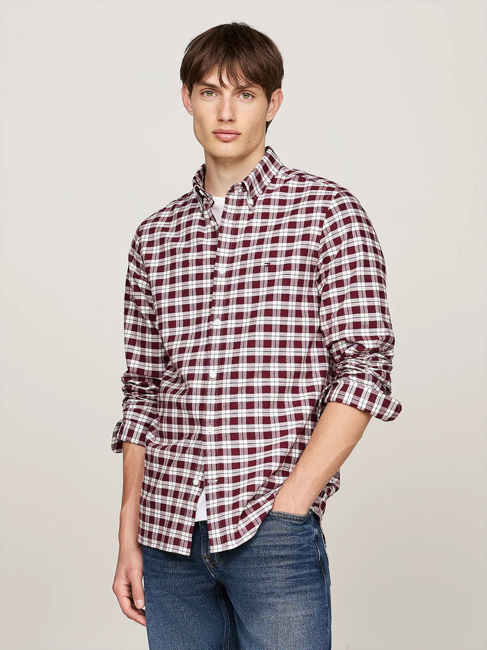 Check Slim Fit Oxford Shirt in Indigo