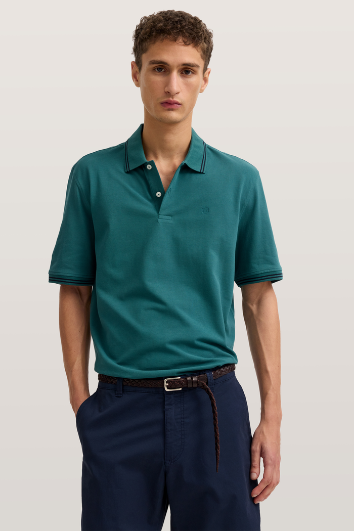 Contrast Cuff Polo in Green
