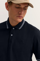 Contrast Cuff Polo in Navy