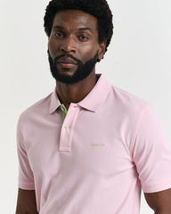 Contrast Piqué Polo in Pink