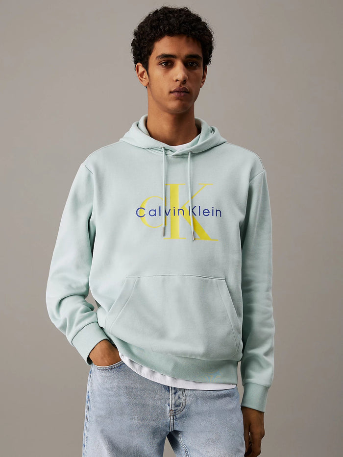 Cotton Fleece Monogram Hoodie in Harbor
