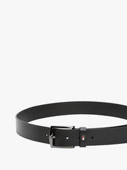 Denton Enamel Flag Leather Belt in Black