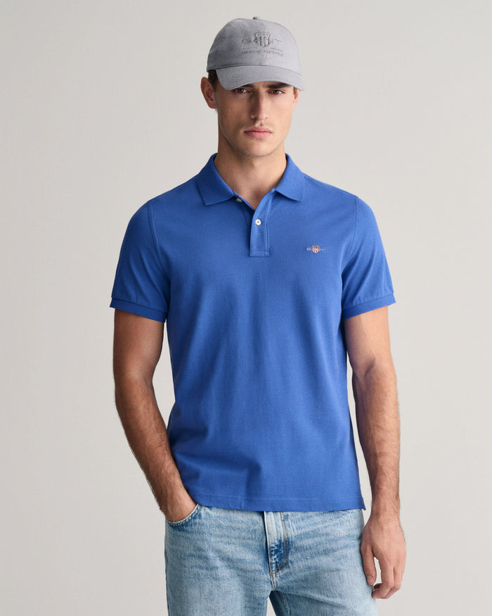 Fit Shield Piqué Polo in Rich Blue