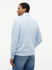 Flag Embroidery Quarter-Zip Jumper in Blue