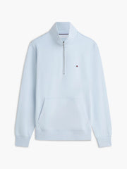 Flag Embroidery Quarter-Zip Jumper in Blue