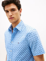 Flex Print Poplin Shirt in Sweet Blue