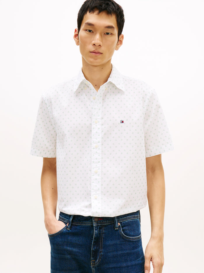 Flex Print Poplin Shirt in White