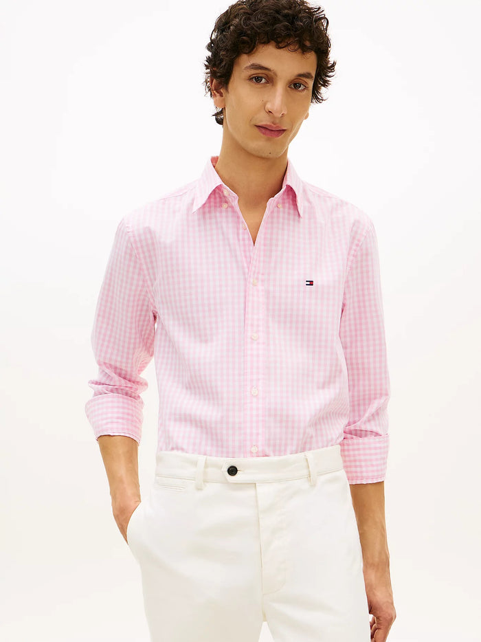 Gingham Check Poplin Shirt in Pink