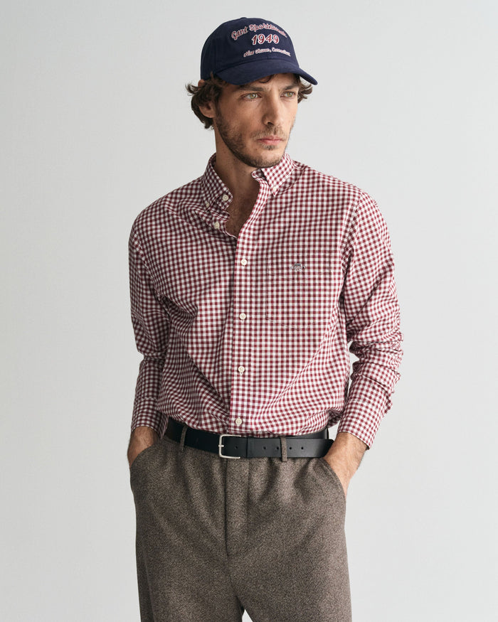 Gingham Poplin Shirt in Red