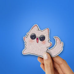 Gojo Cat Glitter Sticker - Glitter Stickers | STICK IT UP