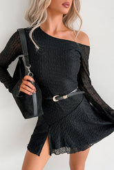 Doll Behavior One Shoulder Mini Dress (Black)