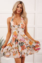 Don't Let Me Down Halter Neck Mini Dress (Ivory)