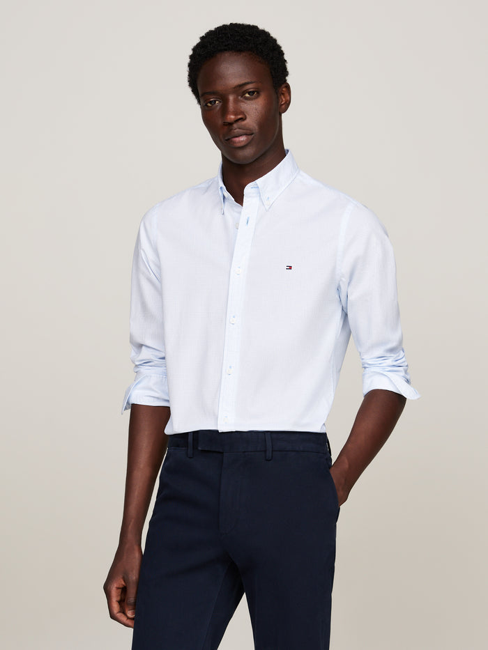 Micro Print Slim Fit Shirt in White