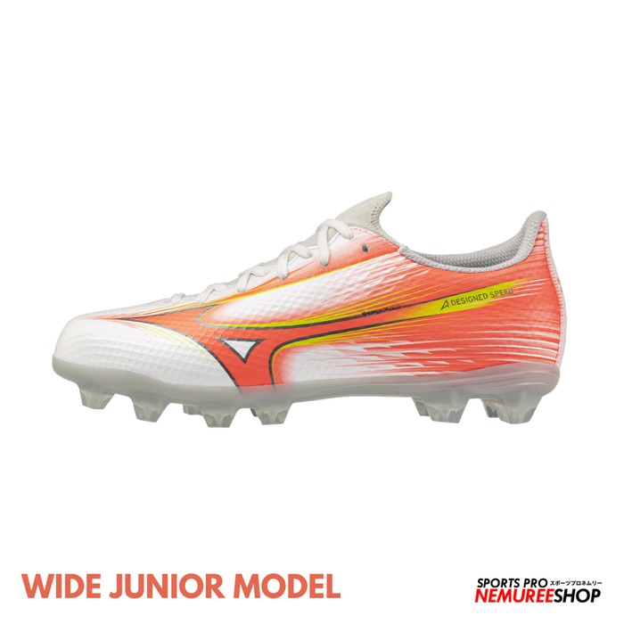 MIZUNO Football Shoes ALPHA 3 SELECT JR WIDE (WHITE/LAVA ORANGE/EVENING PRIMROSE)