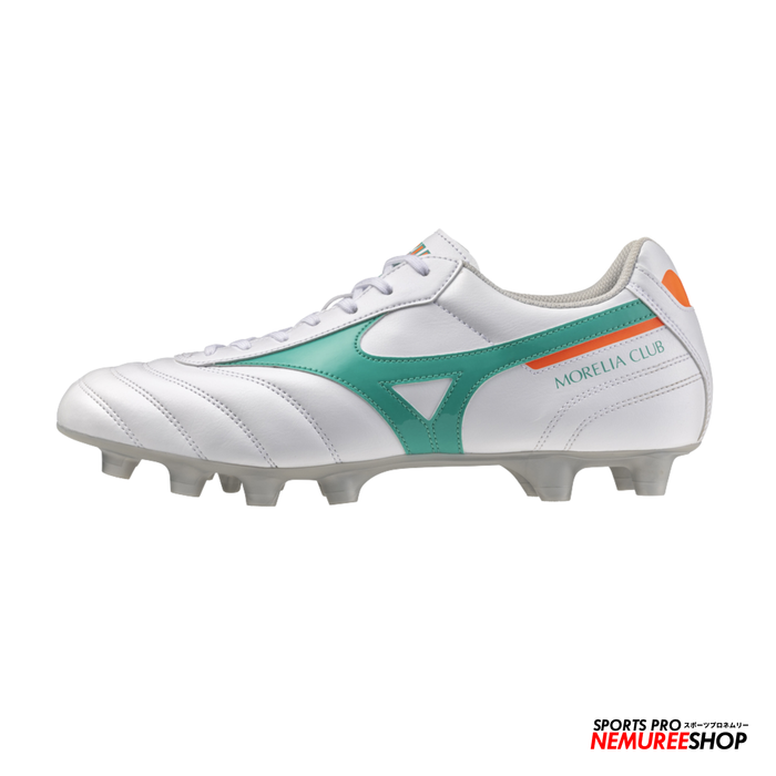 MIZUNO Football Shoes MORELIA 2 CLUB (WHITE/ARCADIA/LAVA ORANGE)