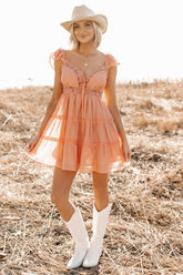 Gentle Nights Lace Sleeveless Mini Dress (Peach)