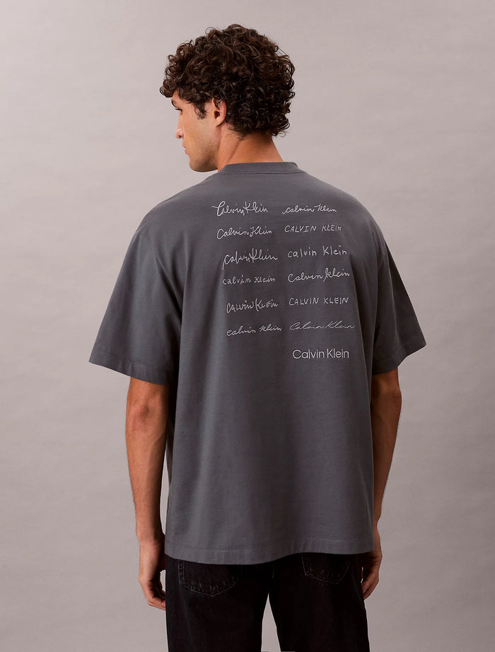 Relaxed Script Logo T-shirt in Grey
