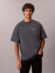 Relaxed Script Logo T-shirt in Grey