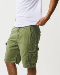 Rip Curl green cargo shorts for men with side pockets, watersports lifestyle clothing