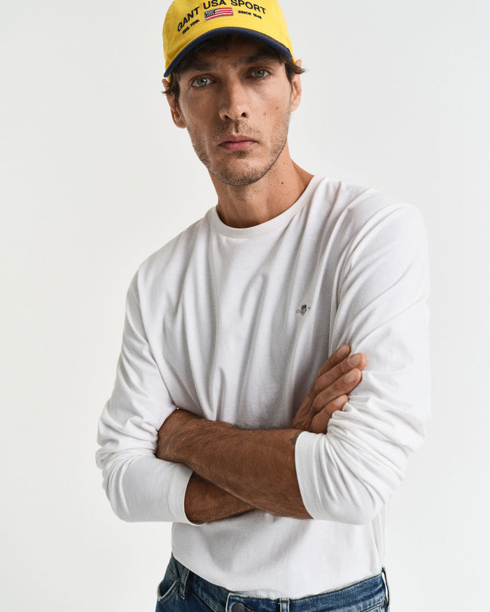Shield Long Sleeve Tee in White