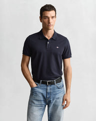 Shield Piqué Polo in Navy