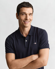 Shield Piqué Polo in Navy