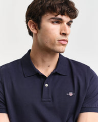 Shield Piqué Polo in Navy