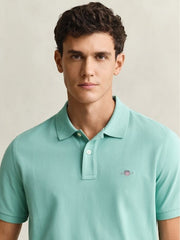 Shield Piqué Polo in Turquoise