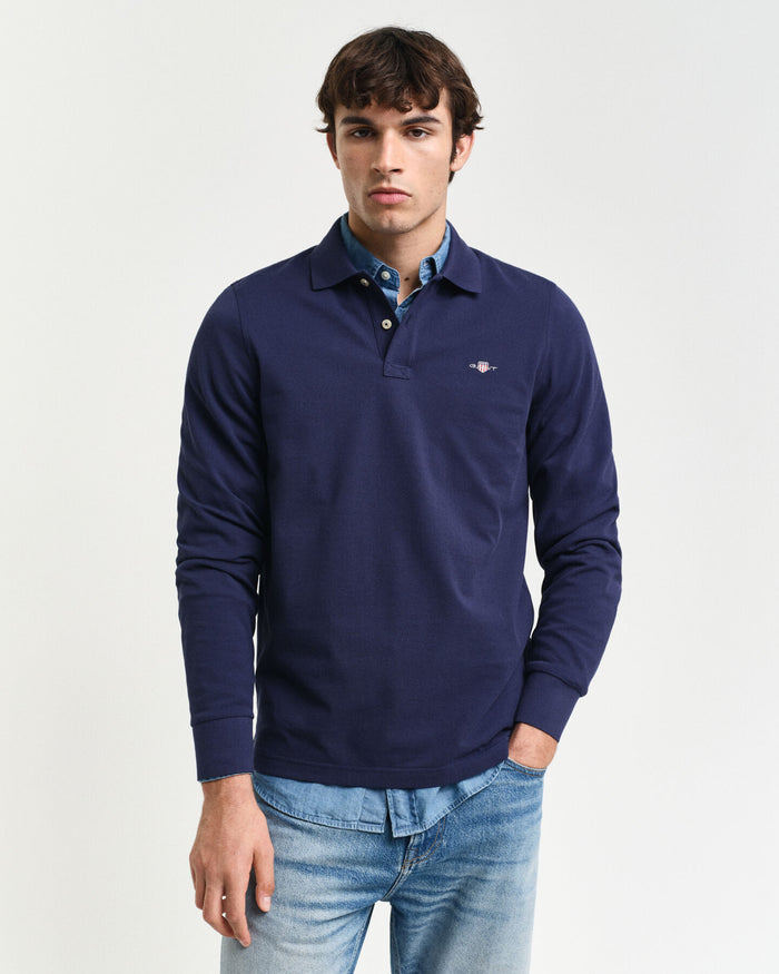 Shield Piqué Rugger in Navy