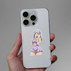 Silver Haired Anime Girl Glitter Sticker - Glitter Stickers | STICK IT UP