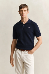 Textured Polo in Navy