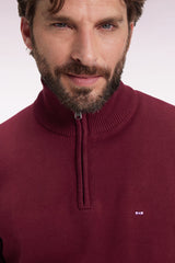 Thick Cotton Sweater in Burgundy