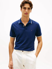 Tipped Pique Polo in Navy