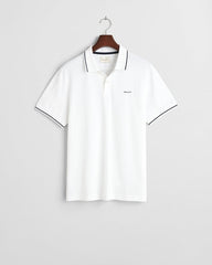 Tipped Piqué Polo in White
