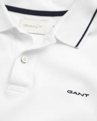 Tipped Piqué Polo in White