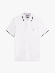 Tipped Pique Polo in White