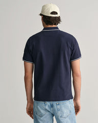 Tipped Piqué Polo Shirt in Navy