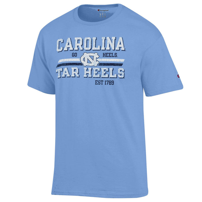 UNC Champion Distressed Stripes S/S Tee