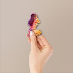 Woman Sitting Casual Holographic Stickers - Holographic stickers | STICK IT UP