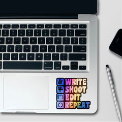 Write Shoot Edit Repeat Holographic Stickers - Holographic stickers | STICK IT UP