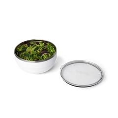 Yeti Rambler large white insulated bowl with lid, filled with fresh salad greens
