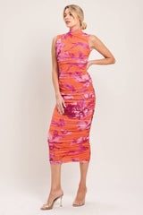 Zara Printed Power Mesh Midi Dress