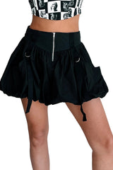 DOORBUSTER Rebel By Choice Strap Detail Bubble Skirt (Black)