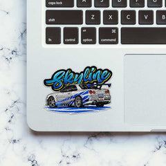Blue White Sports Car Rear Glitter Sticker - Glitter Stickers | STICK IT UP