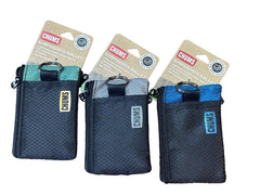 Chums Surfshorts Wallets in green, grey, and blue with zippered pockets and key rings