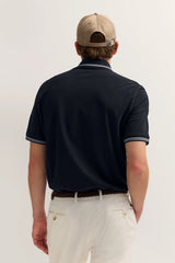 Contrast Cuff Polo in Navy
