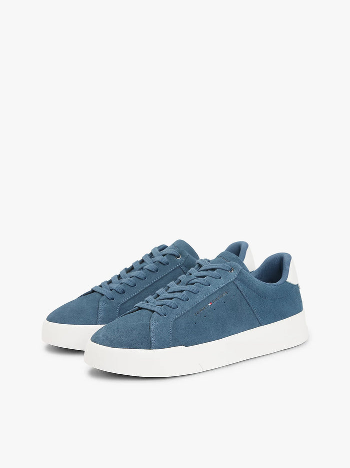Contrast Heel Court Trainers in Blue